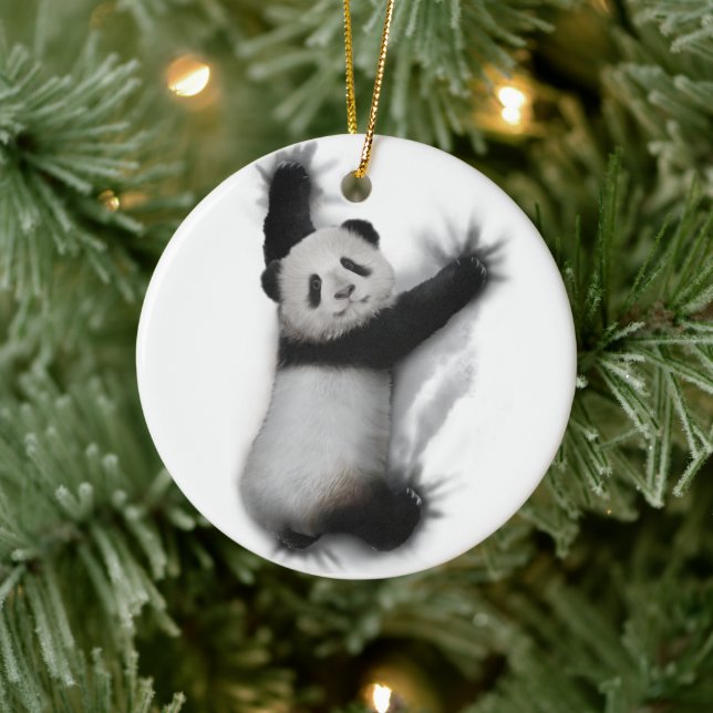 Panda Shirt Humourous Graphic Animal T-Shirt Gifts Ceramic Tree Decoration (Tree)