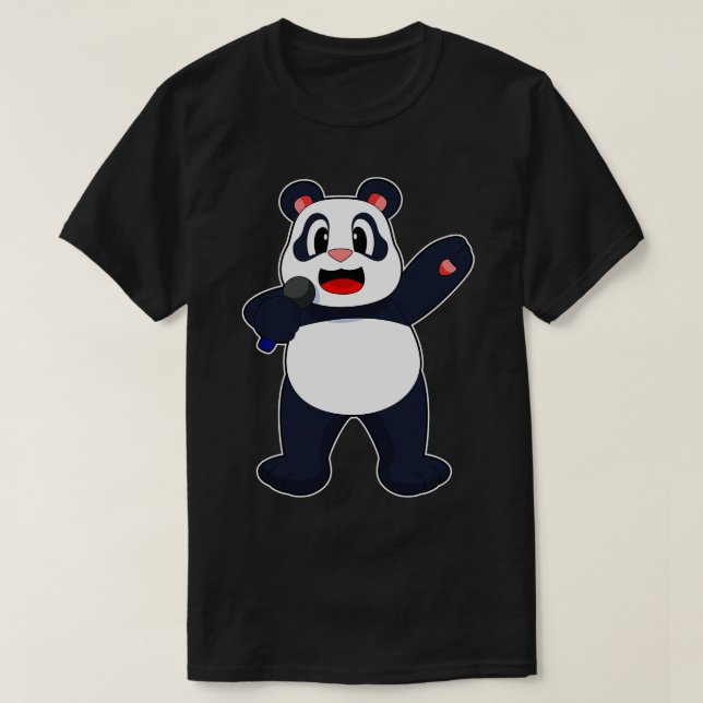 Panda Singer Microphone T-Shirt (Design Front)