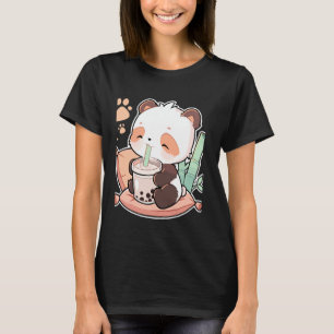 Panda Sipping Bubble Tea Cartoon Illustration T-Shirt