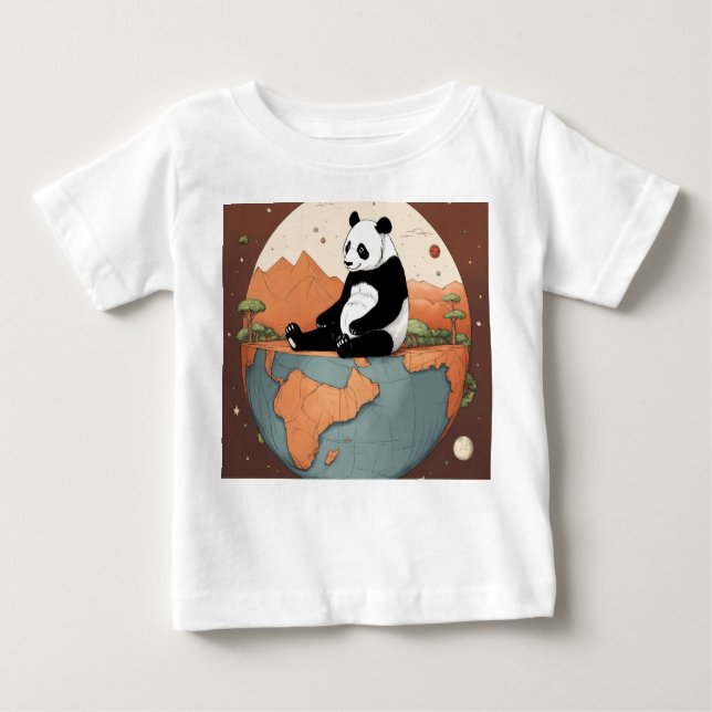 Panda Sitting on Top of Planet Earth: Illustration (Front)
