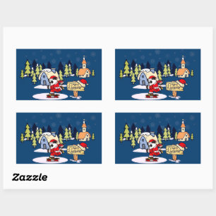 Panda Skateboarder Christmas Design Rectangular Sticker