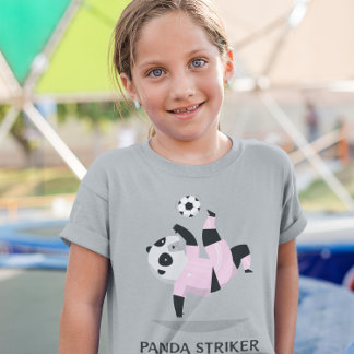 Panda Soccer Striker Girl's Soccer  T-Shirt