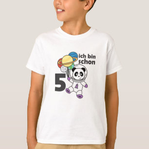 Panda Space Planet Five Years Old 5 Birthday T-Shirt