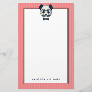 Panda Stripes   Add Your Name Stationery
