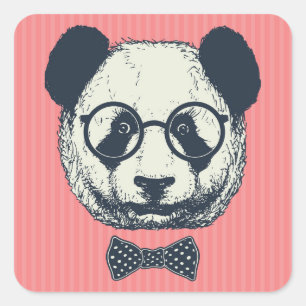 Panda Stripes Square Sticker