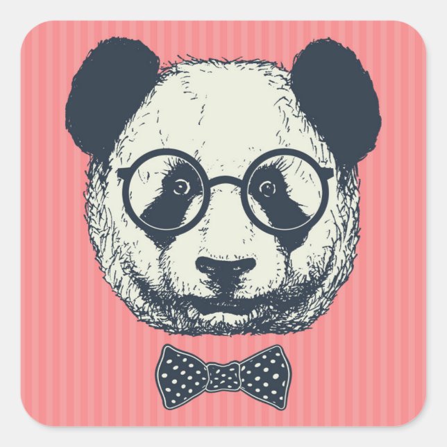 Panda Stripes Square Sticker (Front)