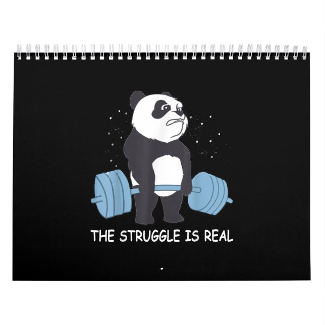 Panda Struggle Is Real Bear Deadlift Funny Gym . Calendar (Cover)