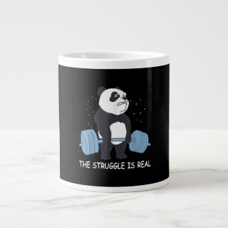 Panda Struggle Is Real Bear Deadlift Funny Gym . Large Coffee Mug