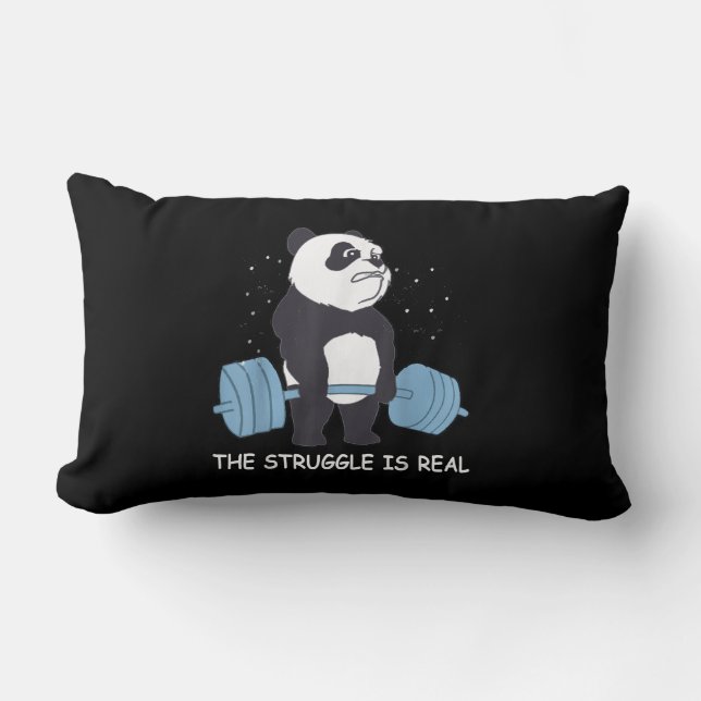 Panda Struggle Is Real Bear Deadlift Funny Gym . Lumbar Cushion (Front)