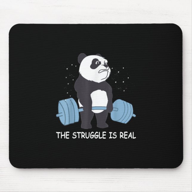 Panda Struggle Is Real Bear Deadlift Funny Gym . Mouse Pad (Front)