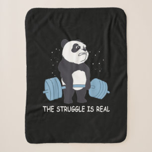 Panda Struggle Is Real Bear Deadlift Funny Gym . Sherpa Blanket