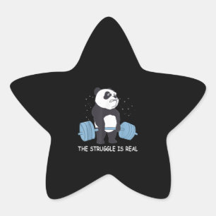 Panda Struggle Is Real Bear Deadlift Funny Gym . Star Sticker