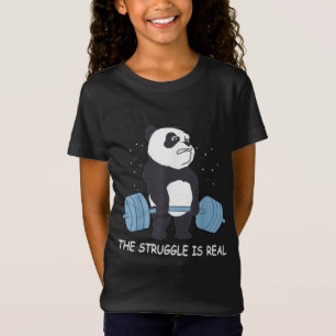 Panda Struggle Is Real Bear Deadlift Funny Gym . T-Shirt