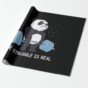 Panda Struggle Is Real Bear Deadlift Funny Gym . Wrapping Paper