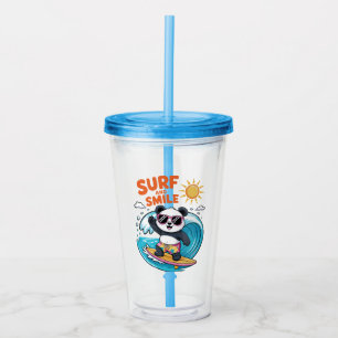 Panda Surf Smile Child Summer Acrylic Tumbler