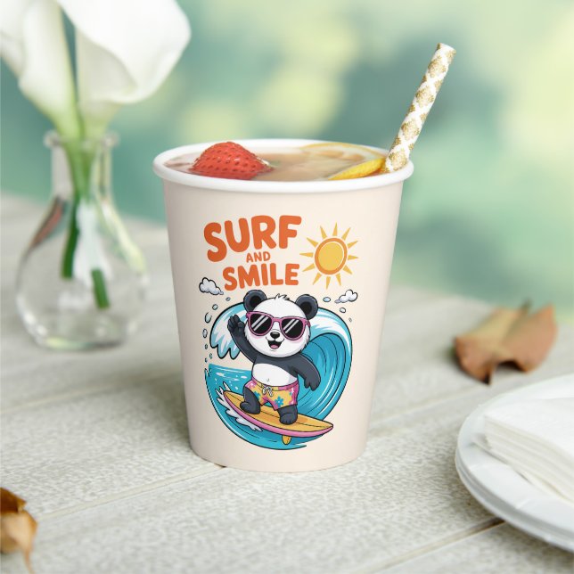 Panda Surf Smile Child Summer Paper Cups (Insitu)