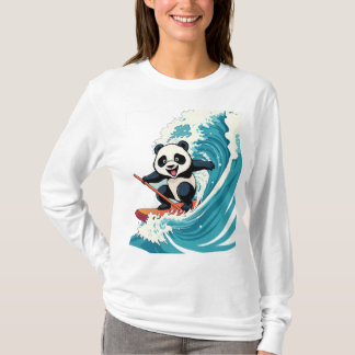 Panda surfing a wave shirt, Fun Surfing Panda T-Shirt