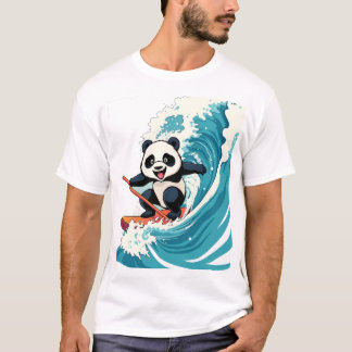 Panda Surfing a Wave T-Shirt – Fun Surfing Panda