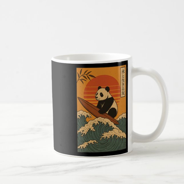 Panda Surfing Japanese _1  Coffee Mug (Right)