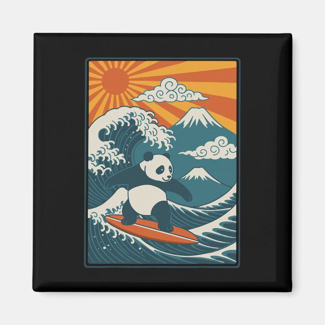 Panda Surfing Japanese _4  Magnet (Front)