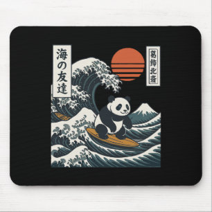 Panda Surfing Japanese Wave Great Wave _2 Mouse Pad