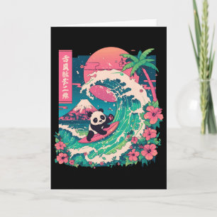 Panda Surfing Japanese Wave Great Wave _6 Card