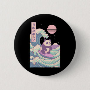 Panda Surfing Japanese Wave Japan 6 Cm Round Badge