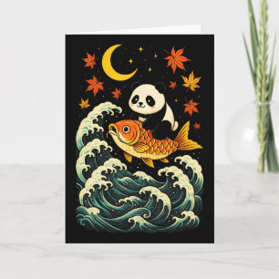 Panda Surfing Wave - Funny Japanese Animal Art Card