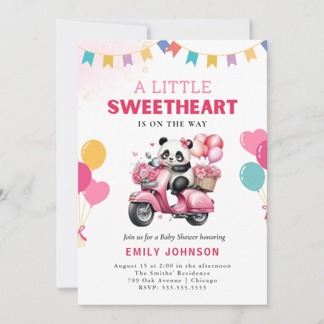 Panda Sweetheart Baby Shower Invitation (Front)