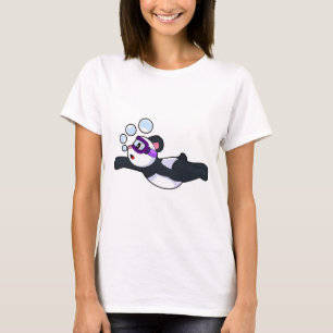 Panda Swimming Swimming goggles Summer T-Shirt