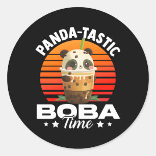 Panda-Tastic Boba Time Panda Bubble Tea Anime Classic Round Sticker