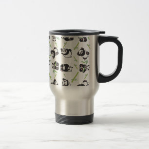 panda tile cute pattern blue travel mug