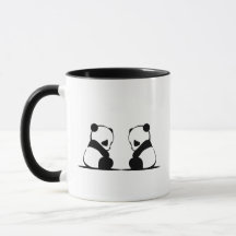 Panda Tone Couple Coffee Cup Simple Black White 