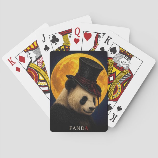 Panda Top Hat Gothic Surreal Playing Cards (Back)