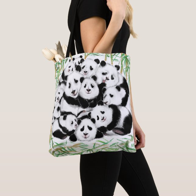 Panda Tote Bag Happy Famiy - Funny (Close Up)