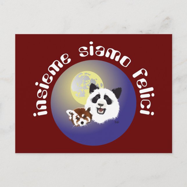Panda Treffen Postkarte Postcard (Front)