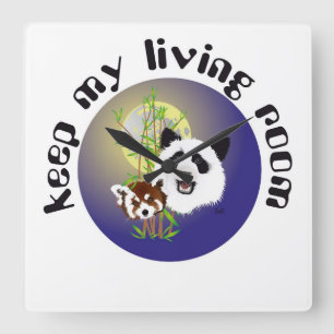 Panda Treffen Uhr Square Wall Clock