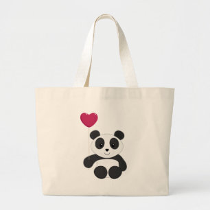 Panda Valentine Large Tote Bag