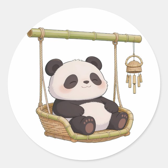 panda,warm,healing,slow-paced,inner peace #010 classic round sticker (Front)