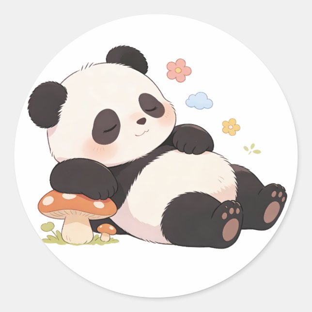 panda,warm,healing,slow-paced,inner peace #017 classic round sticker (Front)