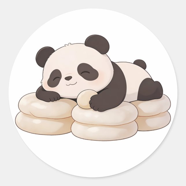 panda,warm,healing,slow-paced,inner peace #018 classic round sticker (Front)