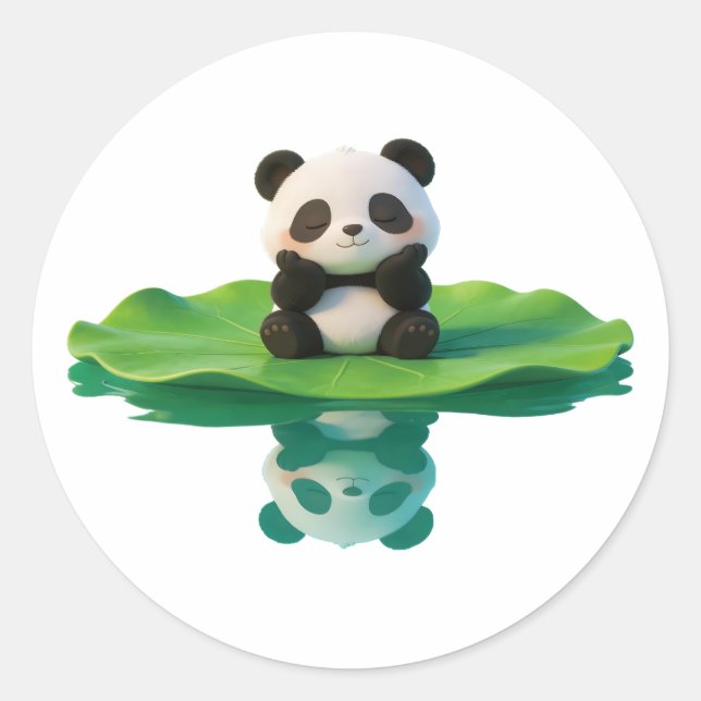panda,warm,healing,slow-paced,inner peace #07 classic round sticker (Front)