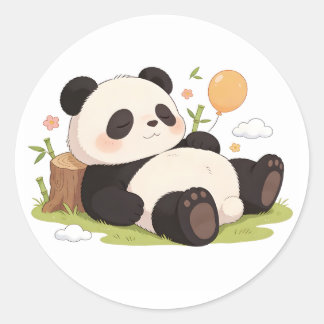panda,warm,healing,slow-paced,inner peace #08 classic round sticker