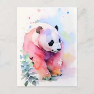 Panda Watercolor Portrait 1 Postcard