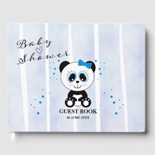 Panda Watercolor Theme Baby Shower (Boys Blue) Guest Book