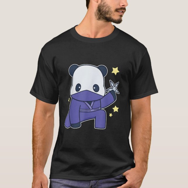 Panda Wearing A Ninja Panda Bear T-Shirt (Front)