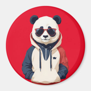 Panda Wearing Hoodie Funny Cool Animal Character  Magnet