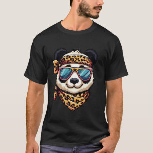Panda Wearing Leopard Scarf Animal Wearing Sunglas T-Shirt