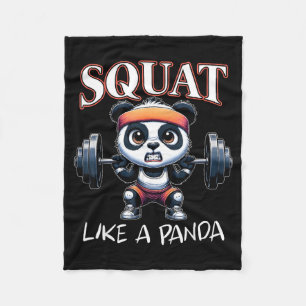 Panda Weightlifting Fitness Funny Gym Quote Squat Fleece Blanket