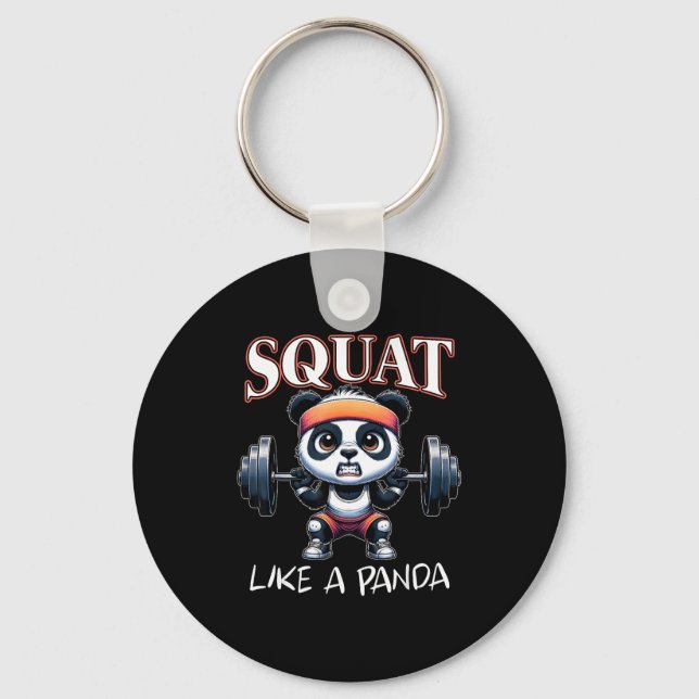 Panda Weightlifting Fitness Funny Gym Quote Squat  Key Ring (Front)
